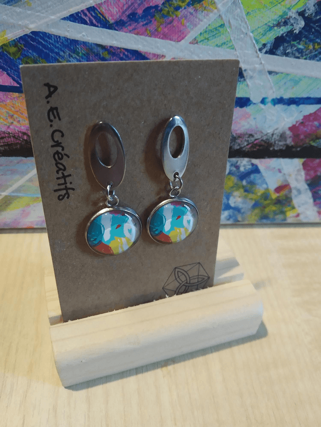 Boucles D'oreilles Cabochons Couleurs Forme 