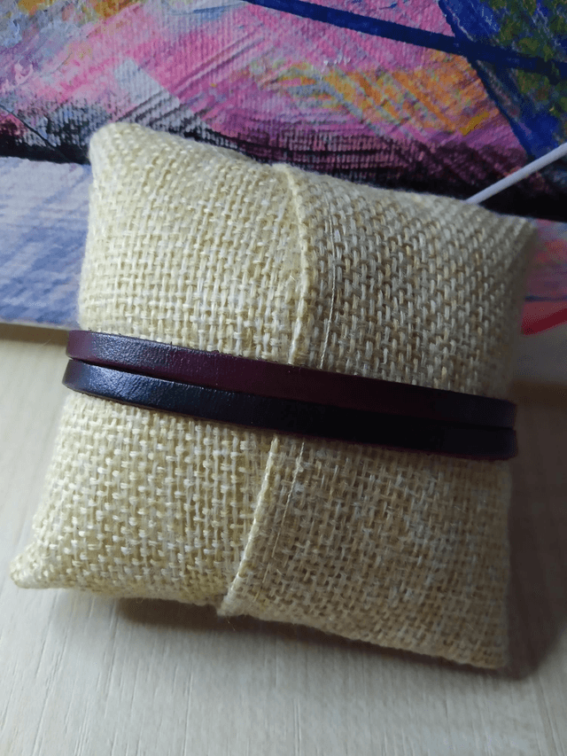 Bracelet cuir double lanières brun petite ancre