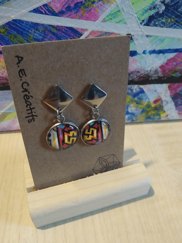 Boucles D'oreilles Cabochons Couleurs Forme 