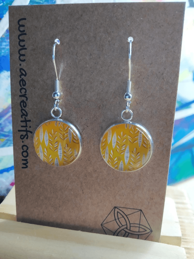 Boucles d'oreilles cabochons épis jaune 