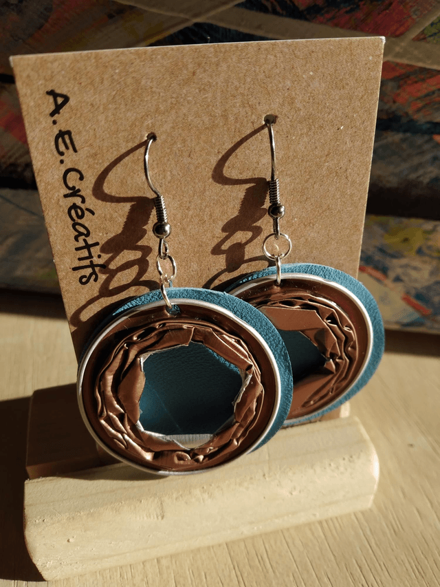 Boucles D'oreilles Recyclé Cuir 