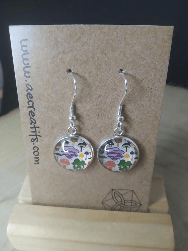 Boucles d'oreilles cabochons champi 1