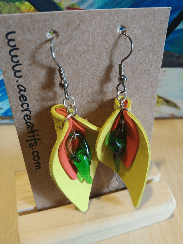 Boucles d'oreilles cuir Jaune 