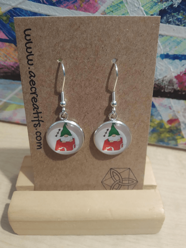 Boucles d'oreilles cabochons gnome cadeau 1