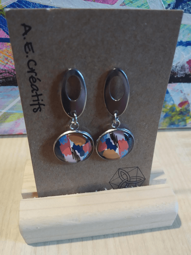 Boucles D'oreilles Cabochons Couleurs Forme 