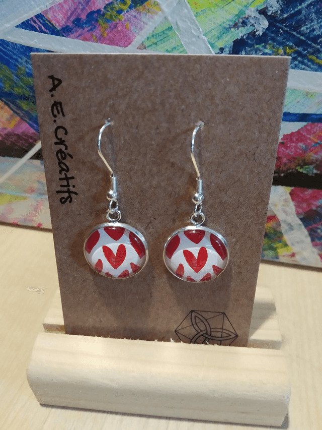 Boucles D'oreilles Cabochons Coeur 