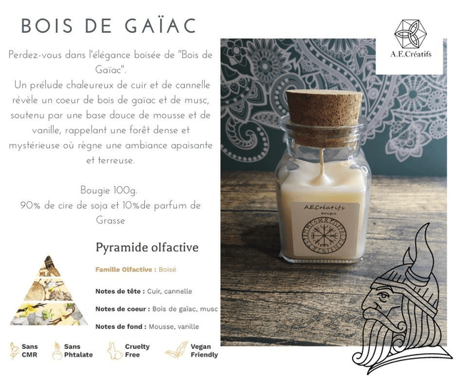 Bougie Viking Bois de Gaïac 