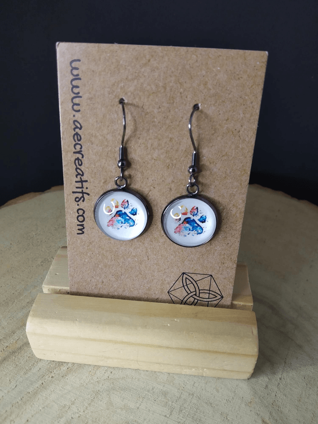 Boucles d'oreilles cabochons patte couleurs 2