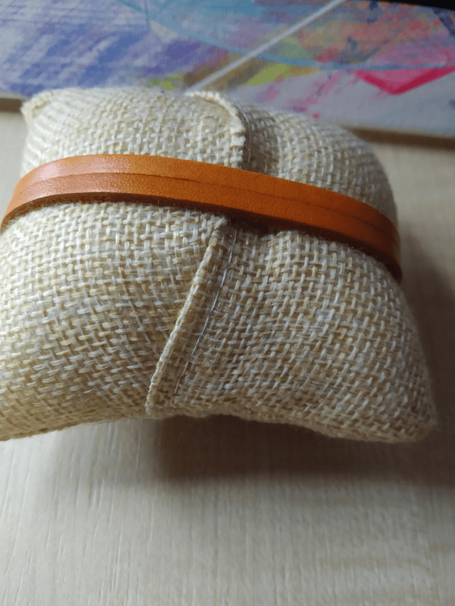 Bracelet cuir double lanières orange ancre 