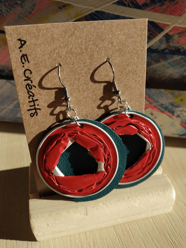 Boucles D'oreilles Recyclé Cuir