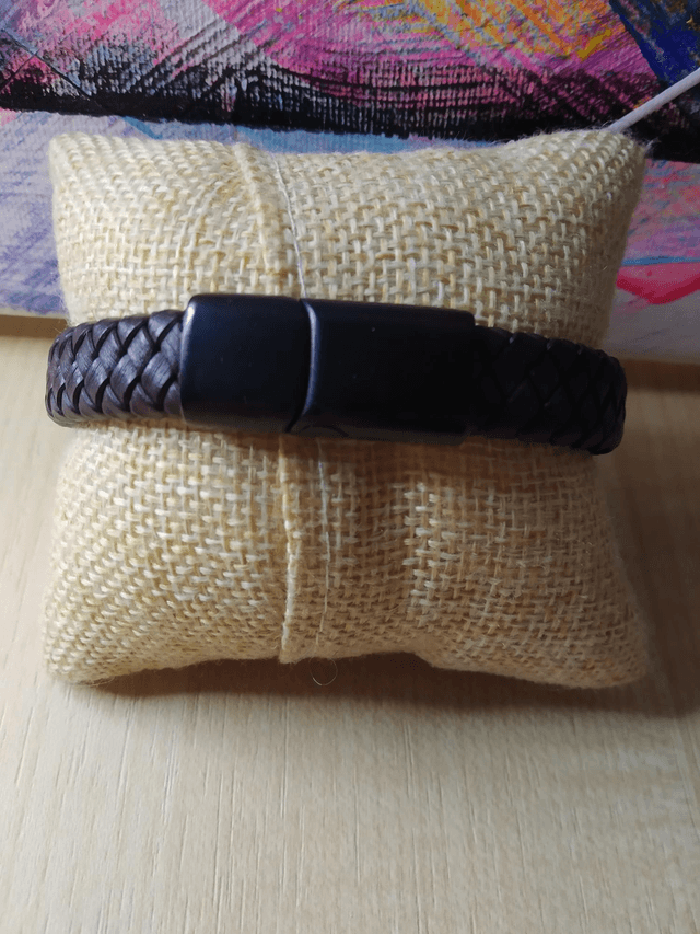 Bracelet cuir tressé chocolat 