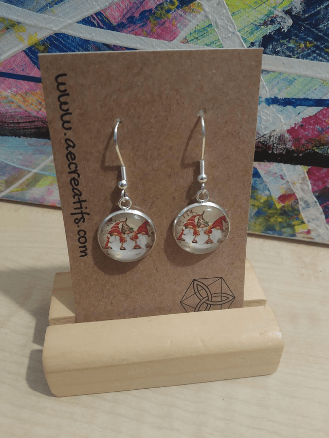 Boucles d'oreilles cabochons 3 gnomes 
