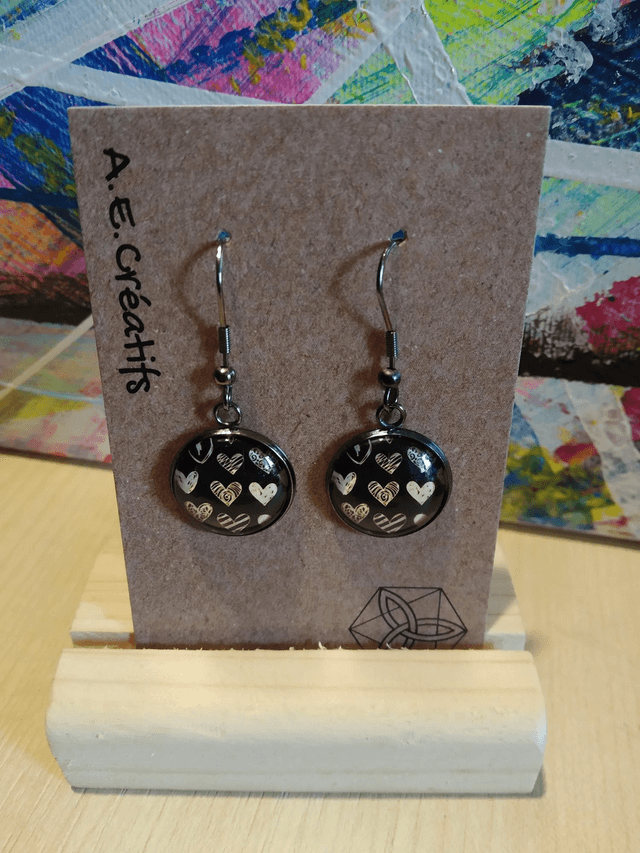 Boucles D'oreilles Cabochons Coeur 