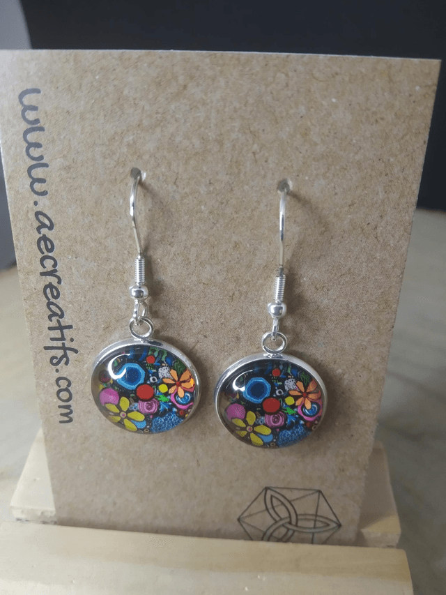Boucles d'oreilles cabochons fleurs2