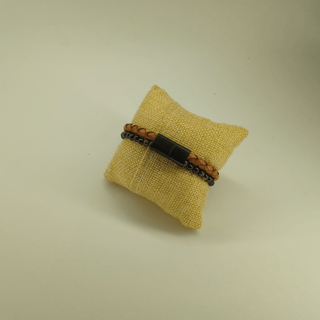 Bracelet cuir Tan et pierre Osidienne