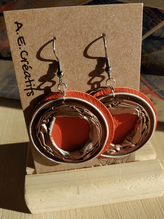 Boucles D'oreilles Recyclé Cuir 