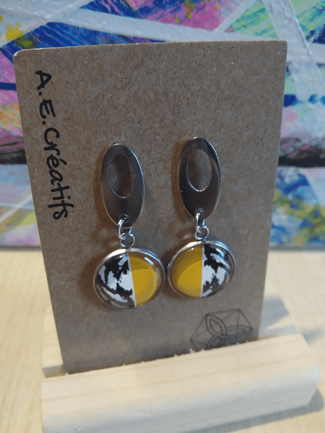 Boucles D'oreilles Cabochons Couleurs Forme 