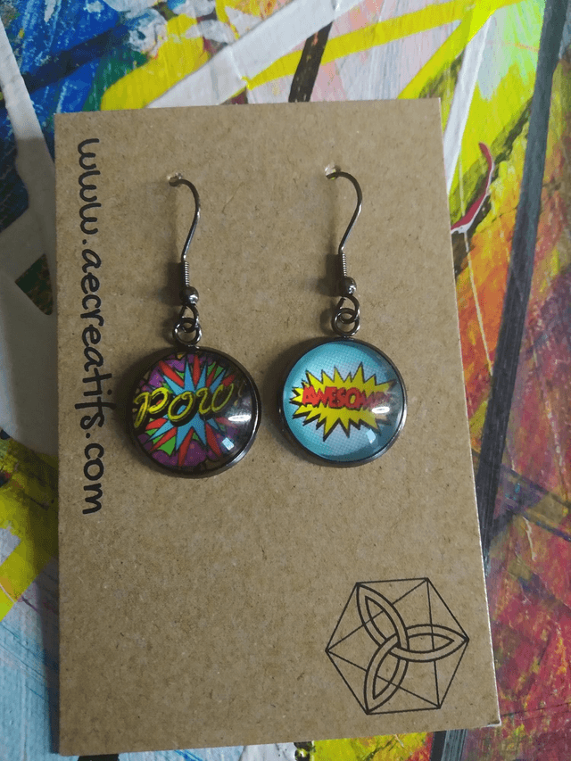Boucles d&#039;oreilles cabochons BD 