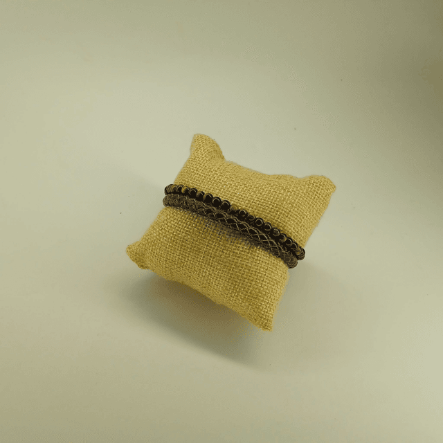 Bracelet cuir noir et pierre Oeil de tigre multicouleur