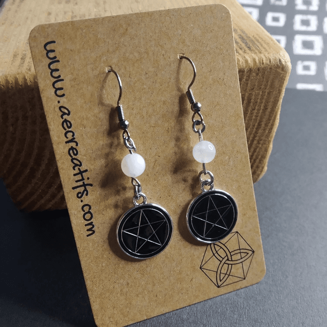 Boucles d&#039;oreilles ésotérique pentacle 