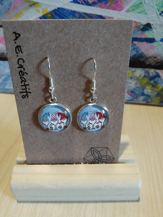 Boucles D&#039;oreilles Cabochons Gnomes 