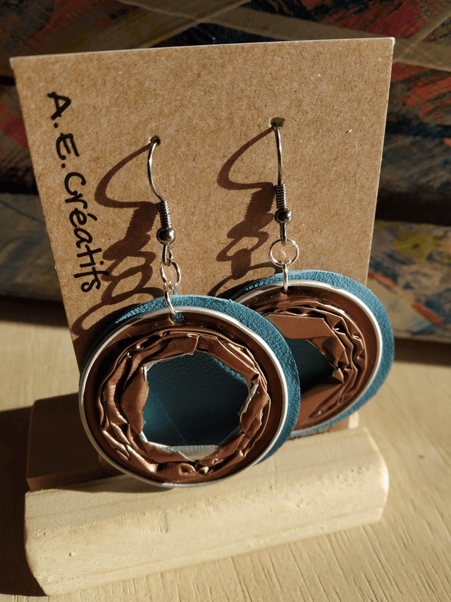 Boucles D&#039;oreilles Recyclé Cuir 