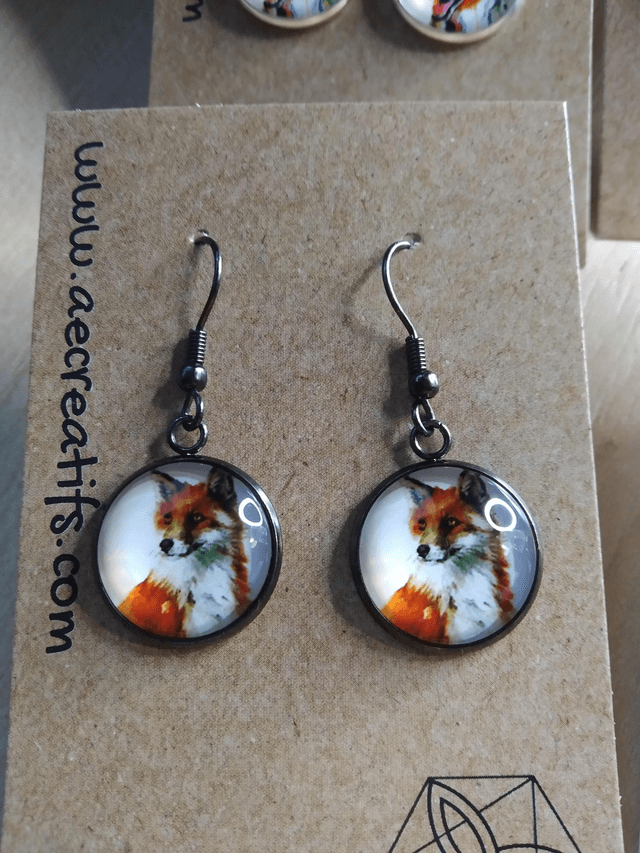 Boucles d&#039;oreilles cabochons renard 