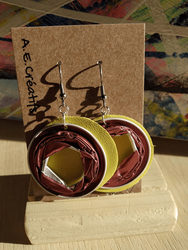 Boucles D&#039;oreilles Recyclé Cuir 