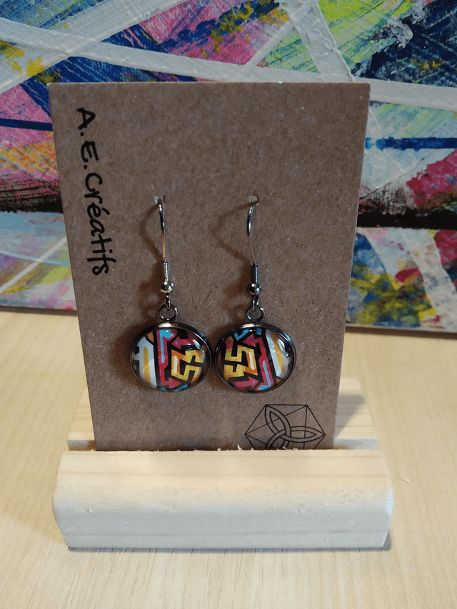Boucles D&#039;oreilles Cabochons Couleurs 