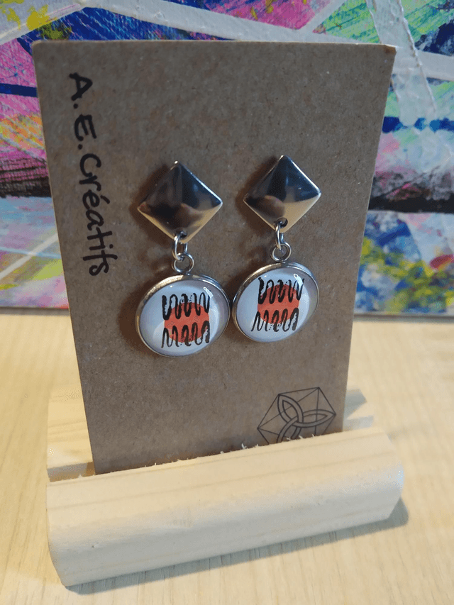 Boucles D&#039;oreilles Cabochons Couleurs Forme 