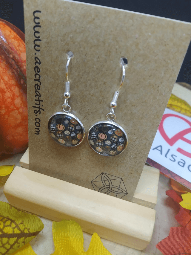 Boucles d&#039;oreilles cabochons citrouilles 