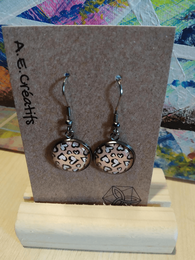 Boucles D&#039;oreilles Cabochons Coeur 
