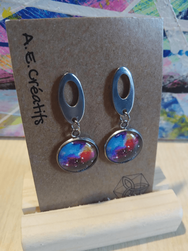 Boucles D&#039;oreilles Cabochons Couleurs Forme 