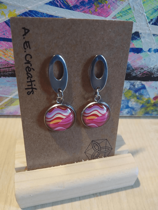 Boucles D&#039;oreilles Cabochons Couleurs Forme 