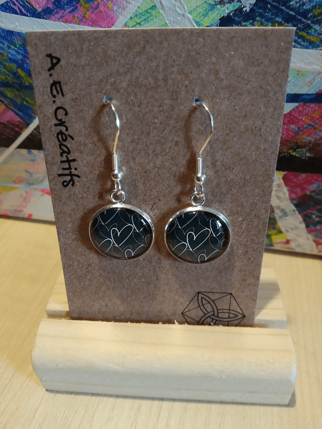 Boucles D&#039;oreilles Cabochons Coeur 