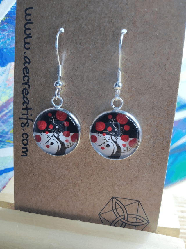 Boucles d&#039;oreilles cabochons arbre 