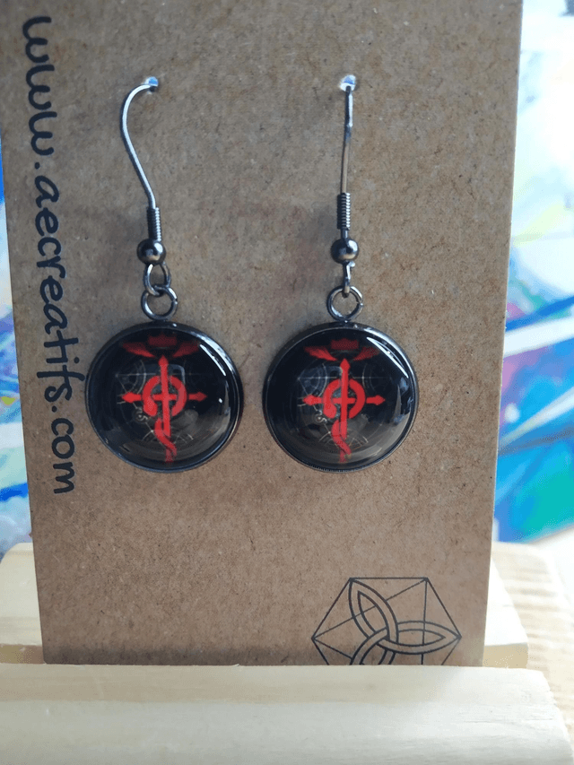 Boucles d&#039;oreilles cabochons Fullmetal 